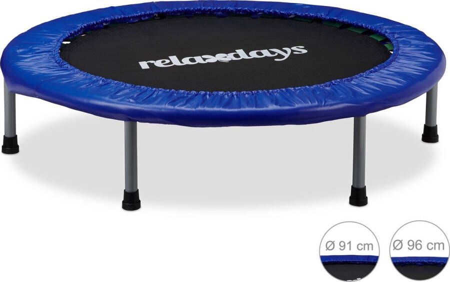 Relaxdays trampoline kinderen opvouwbaar indoor kind tot 45 kg klein inklapbaar 91 cm