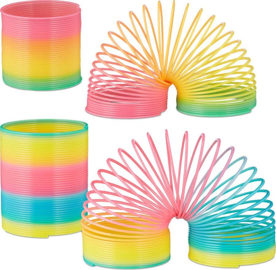 Relaxdays traploper speelgoed set van 4 regenboog trapveer loopveer kinderen