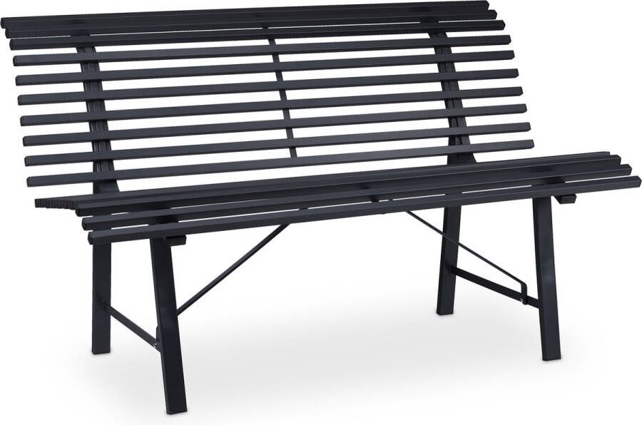 Relaxdays Tuinbank 2 personen buitenbank weerbestendig parkbank staal zitbank buiten