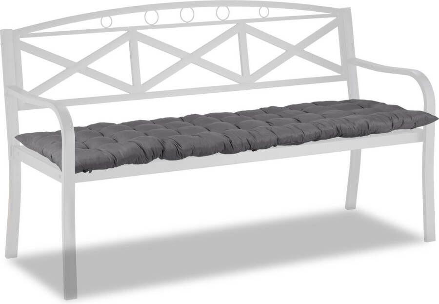 Relaxdays Tuinbankkussen grijs 157 x 50 cm tuinkussen zitkussen polyester grijs