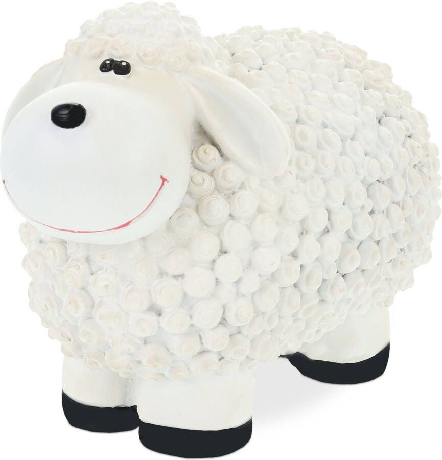 Relaxdays tuinbeeld schaap dieren tuinfiguur tuindecoratie lammetje dierenbeeld tuin wit