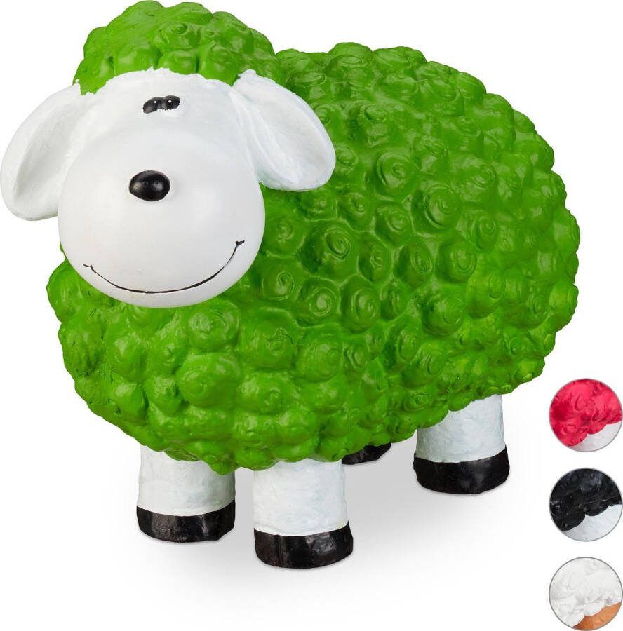 Relaxdays tuinbeeld schaap tuindecoratie balkon decoratie dierenbeeld terras groen