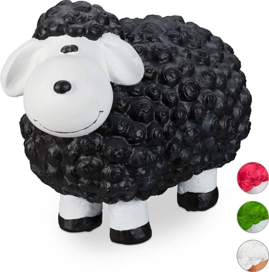Relaxdays tuinbeeld schaap tuindecoratie balkon decoratie dierenbeeld terras zwart