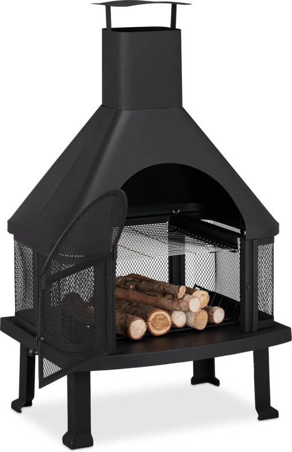 Relaxdays tuinhaard met bbq rooster buitenkachel terrashaard vonkenvanger XL