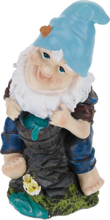 Relaxdays tuinkabouter met emmer 24 cm kabouterbeeld tuindecoratie kunststeen