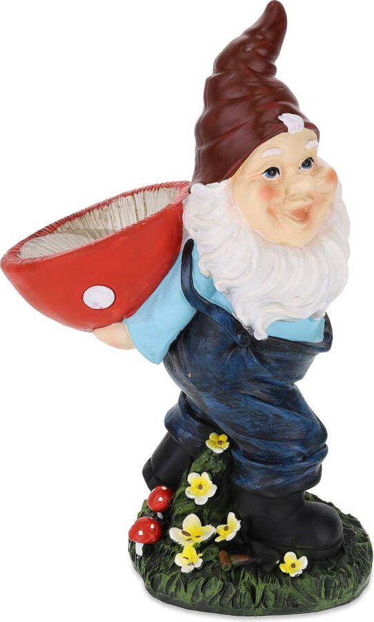 Relaxdays tuinkabouter met vogelbad kabouter klassiek tuinbeeld tuindecoratie klein