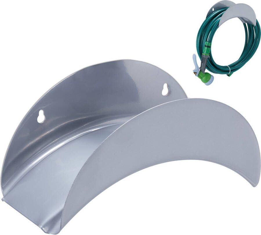 Relaxdays tuinslanghouder muur metalen wandslanghouder slanghouder waterslanghouder