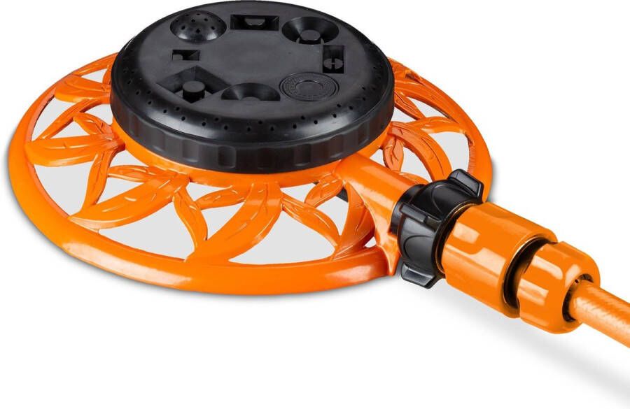 Relaxdays tuinsproeier 8 oppervlakken sectorsproeier watersproeier sprinkler oranje