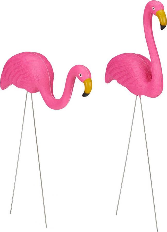 Relaxdays tuinsteker flamingo vijverdecoratie gazonsteker tuindecoratie 2 stuks