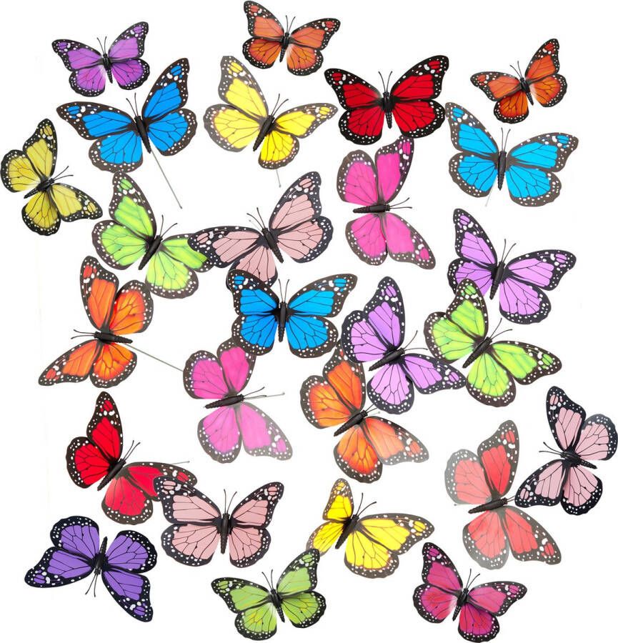 Relaxdays tuinsteker vlinder set van 72 binnendecoratie gazonstekers siervlinders
