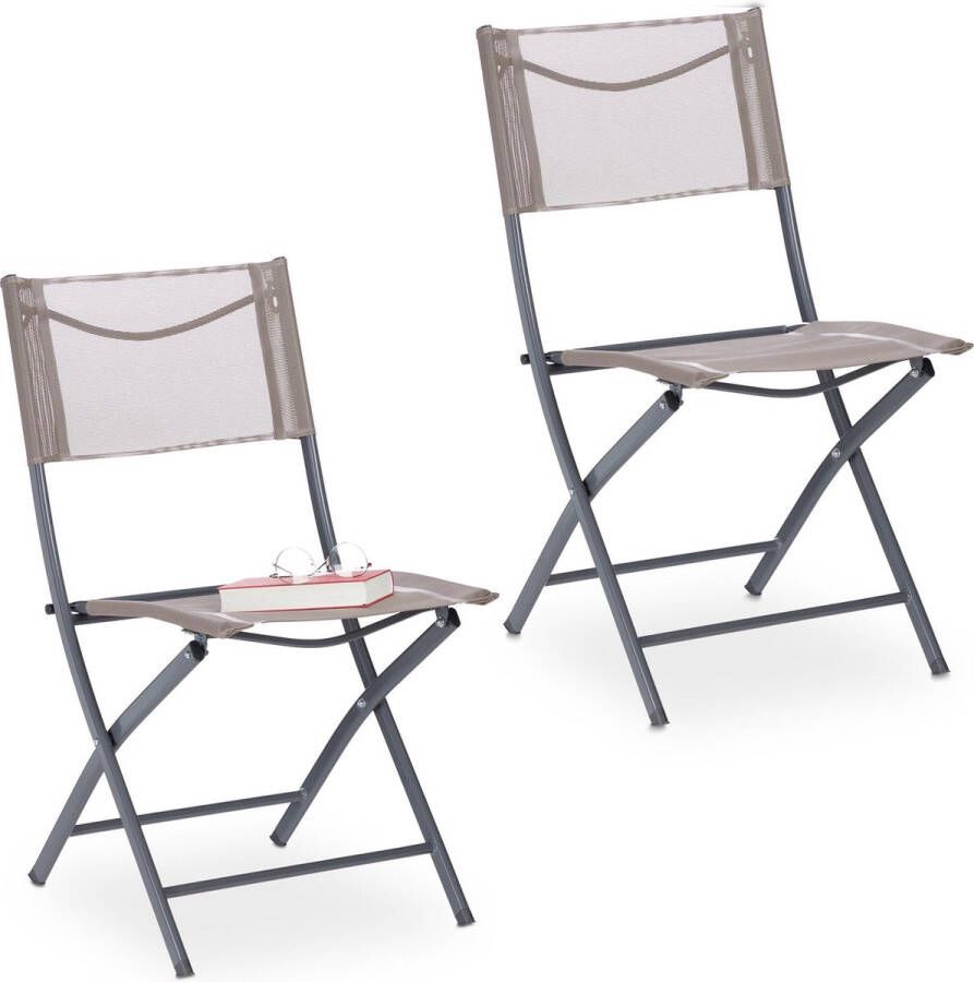 Relaxdays Tuinstoelen inklapbaar- set van 2 balkonstoelen campingstoelen vouwstoel