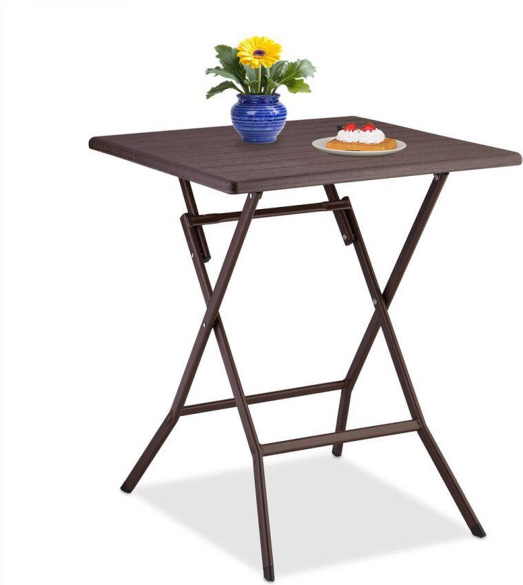 Relaxdays tuintafel balkontafel bistrotafel campingtafel inklapbaar houtlook bruin