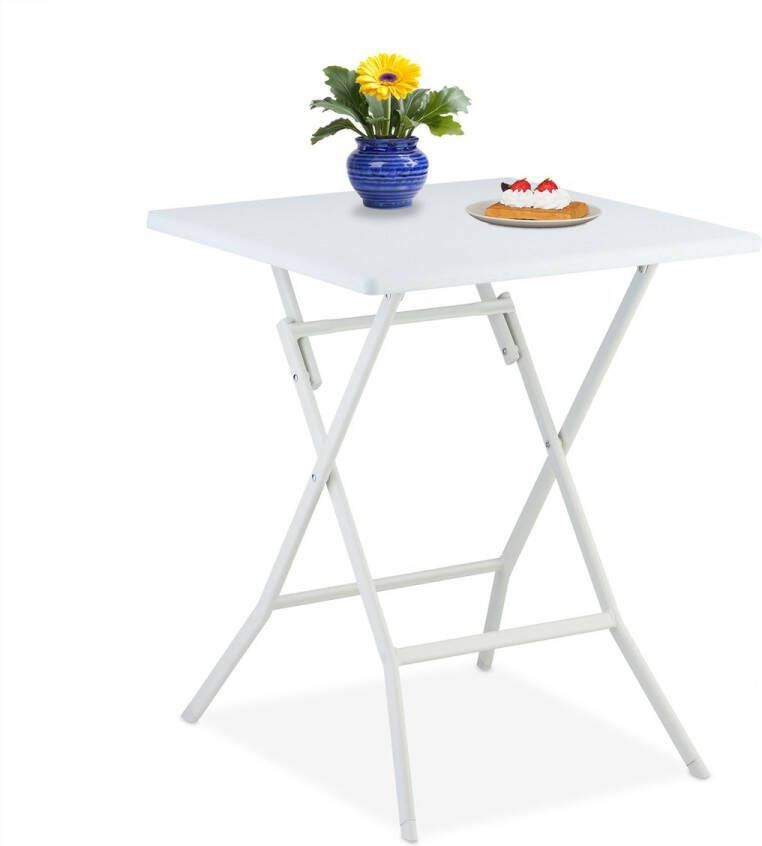 Relaxdays tuintafel balkontafel bistrotafel campingtafel inklapbaar houtlook wit