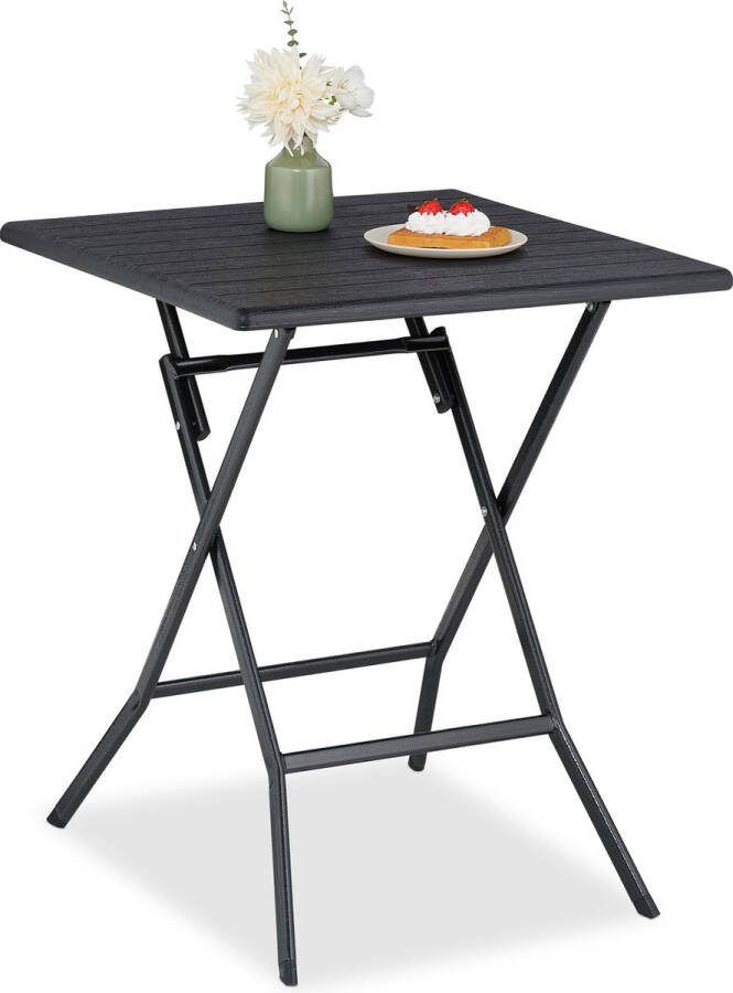 Relaxdays tuintafel balkontafel bistrotafel campingtafel inklapbaar houtlook zwart