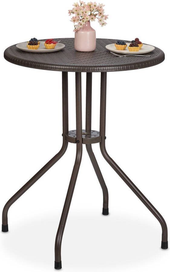 Relaxdays tuintafel balkontafel buitentafel bistrotafel rotanlook 2 personen bruin