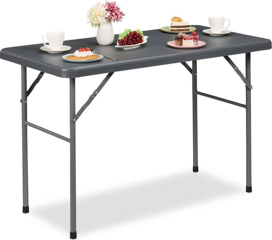 Relaxdays tuintafel balkontafel terrastafel buitentafel inklapbaar rotan look