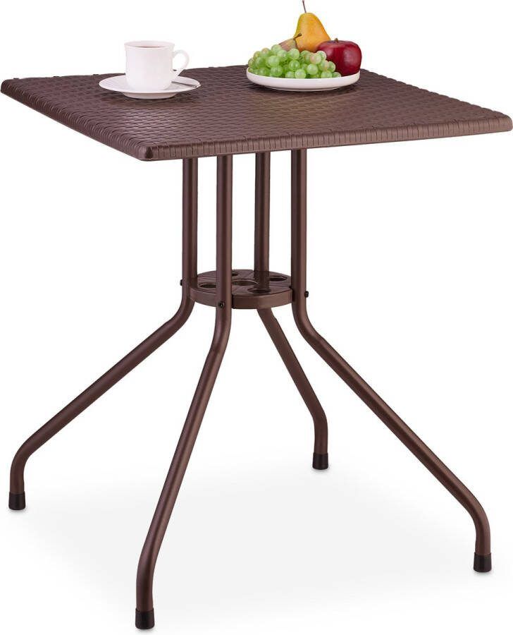 Relaxdays tuintafel balkontafel terrastafel koffietafel vierkant rotanlook