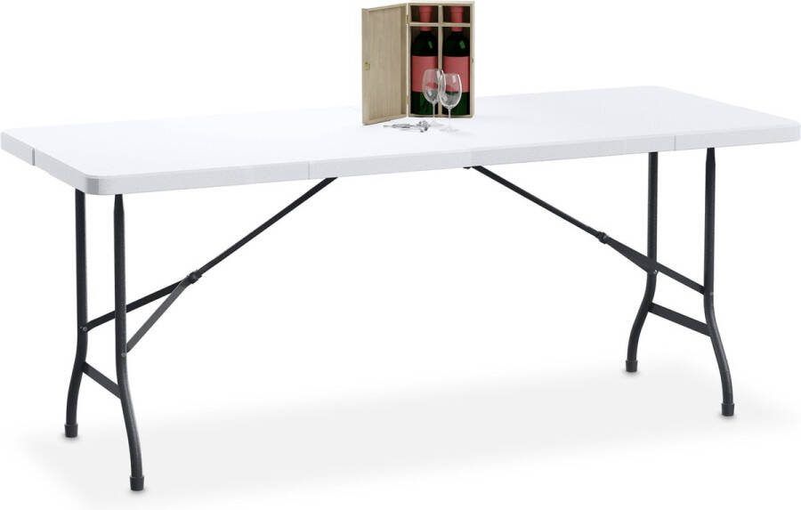 Relaxdays tuintafel buiten eettafel terrastafel campingtafel inklapbaar 180 cm wit