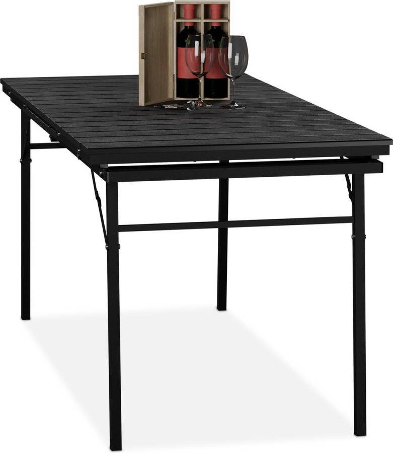 Relaxdays tuintafel buitentafel campingtafel eettafel uitschuifbaar inklapbaar zwart