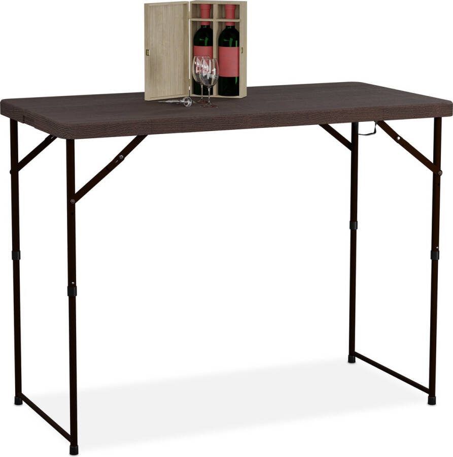 Relaxdays tuintafel campingtafel eettafel tuin tafel in hoogte verstelbaar 120x60 bruin