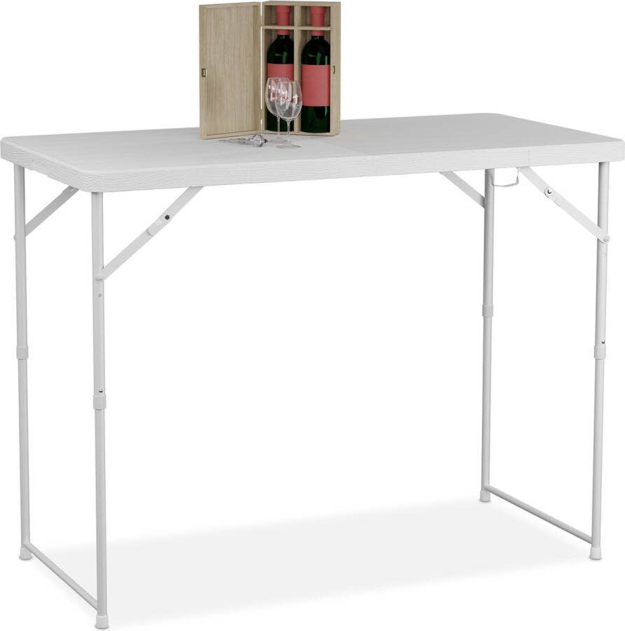 Relaxdays tuintafel campingtafel eettafel tuin tafel in hoogte verstelbaar 120x60 wit