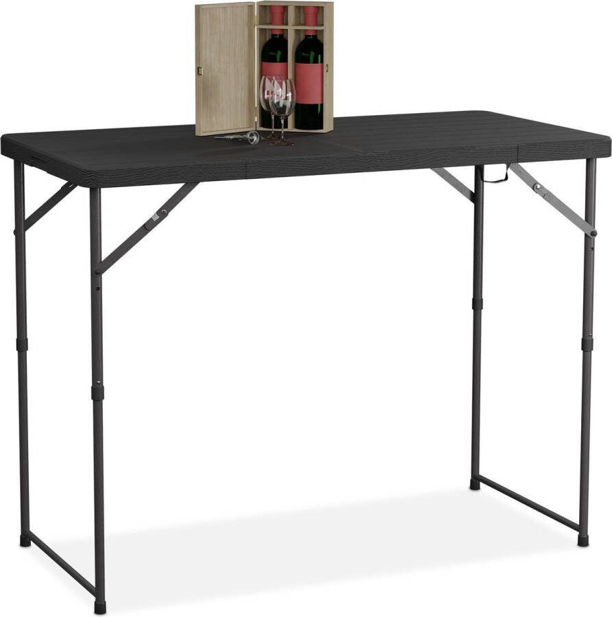 Relaxdays tuintafel campingtafel eettafel tuin tafel in hoogte verstelbaar 120x60 zwart