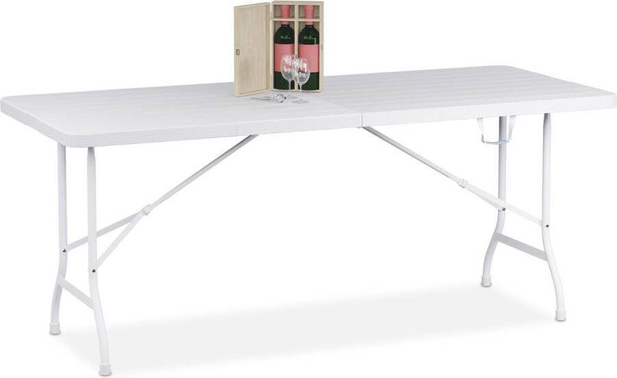 Relaxdays tuintafel eettafel tuin buitentafel biertafel klaptafel buiten 180 cm wit