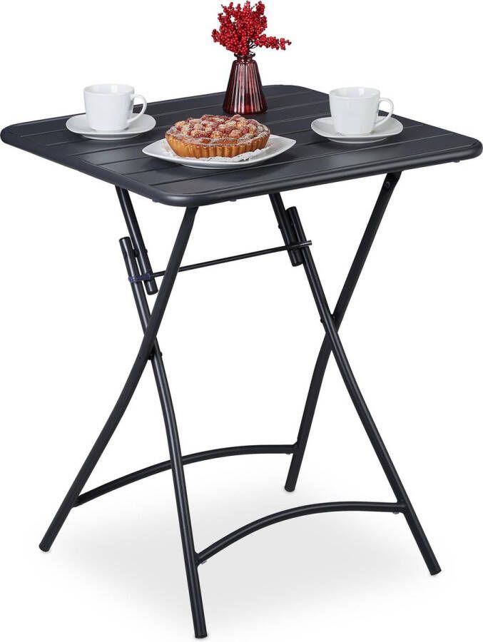 Relaxdays tuintafel inklapbaar metalen klaptafel balkontafel vierkant weerbestendig