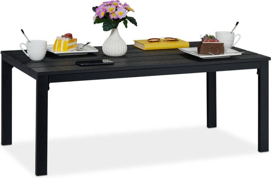 Relaxdays tuintafel rechthoek lage buitentafel metalen balkontafel eettafel buiten