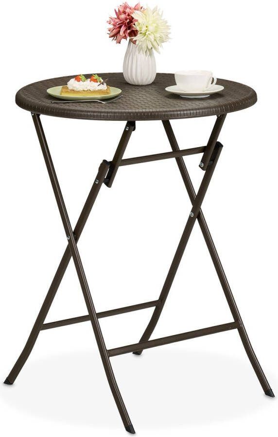 Relaxdays tuintafel ronde balkontafel inklapbare buitentafel kleine klaptafel 60 cm bruin