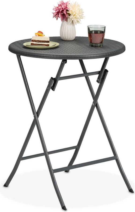 Relaxdays tuintafel ronde balkontafel inklapbare buitentafel kleine klaptafel 60 cm grijs