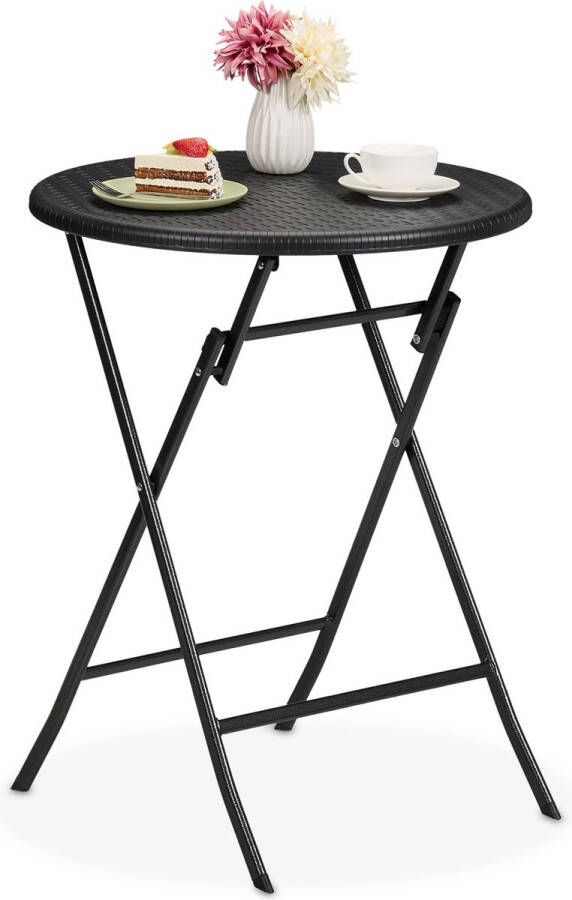 Relaxdays tuintafel ronde balkontafel inklapbare buitentafel kleine klaptafel 60 cm zwart