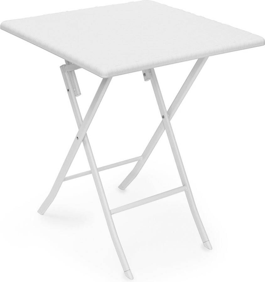 Relaxdays tuintafel rotanlook opklapbare bijzettafel eettafel tuin campingtafel rond Wit Vierkant