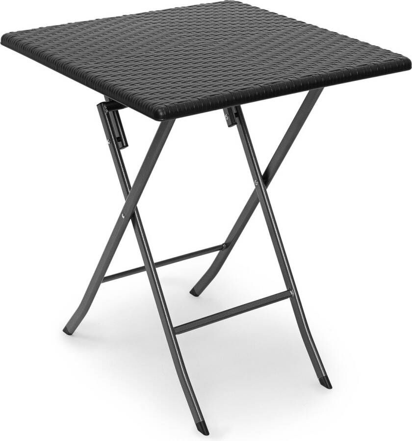 Relaxdays tuintafel rotanlook opklapbare bijzettafel eettafel tuin campingtafel rond Zwart Vierkant