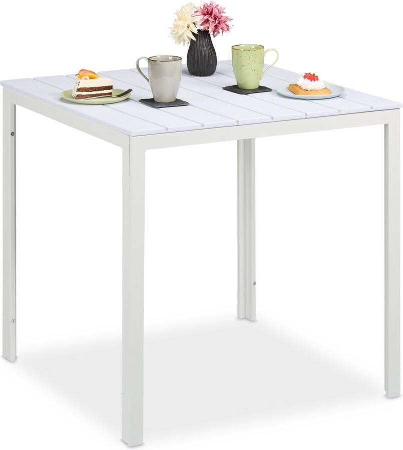 Relaxdays tuintafel terrastafel balkontafel buitentafel vierkant houtlook