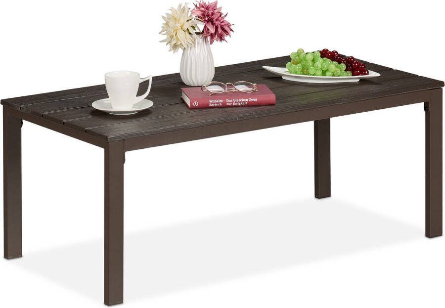Relaxdays tuintafel terrastafel salontafel buiten loungetafel rechthoek houtlook bruin
