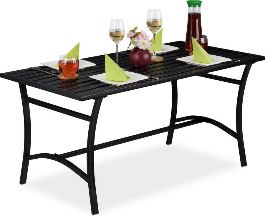 Relaxdays tuintafel zwart balkontafel 60 x 120 cm tafel metaal terrastafel balkon