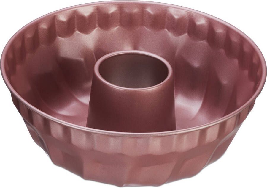 Relaxdays tulband bakvorm met anti-aanbaklaag 25 cm tulbandvorm roze ronde cakevorm