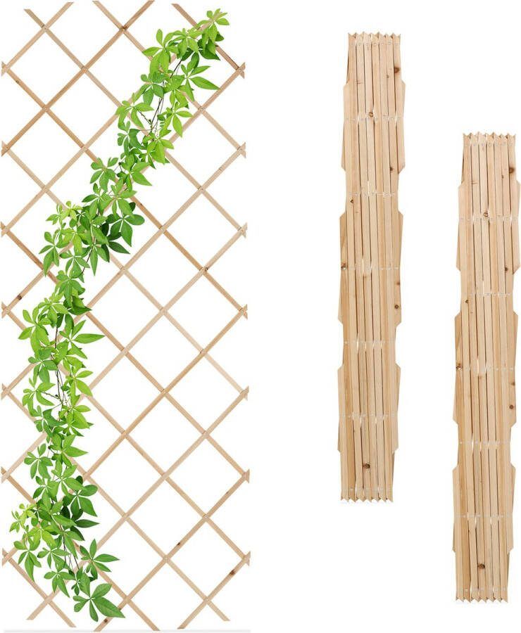 Relaxdays uitschuifbaar plantenklimrek set van 3 houten klimplantenrek 90x180 cm tuin