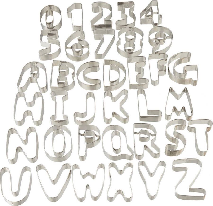 Relaxdays uitsteekvormpjes uitstekers letters getallen rvs koekjesvormen