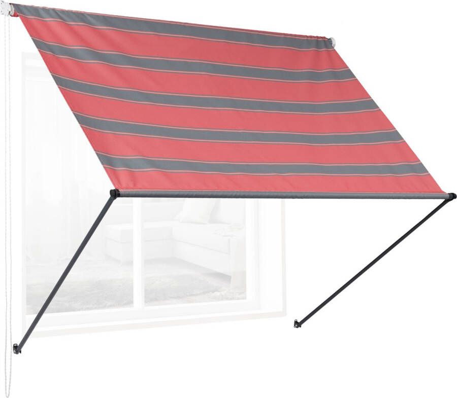 Relaxdays uitvalscherm zonnescherm raam of deur zonwerend markies grijs-rood 150 x 120 cm