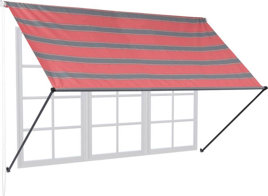 Relaxdays uitvalscherm zonnescherm raam of deur zonwerend markies grijs-rood 200 x 120 cm