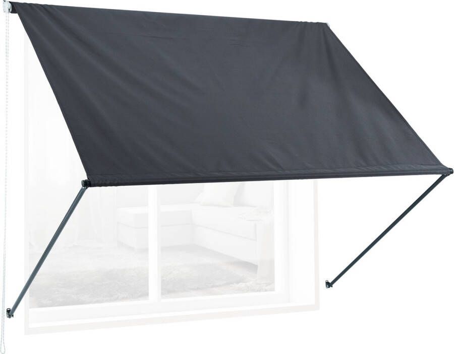 Relaxdays uitvalscherm zonnescherm raamluifel uv-bestendig polyester antraciet 150 x 120 cm