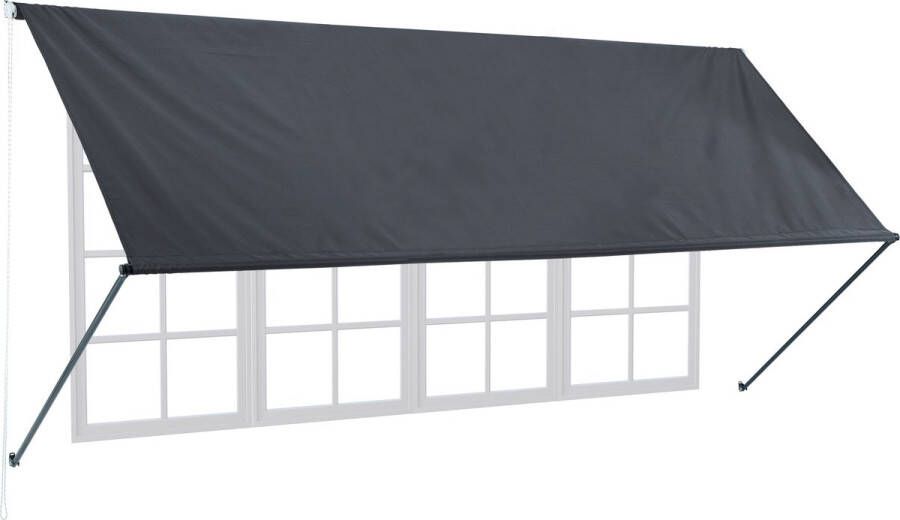 Relaxdays uitvalscherm zonnescherm raamluifel uv-bestendig polyester antraciet 350 x 120 cm