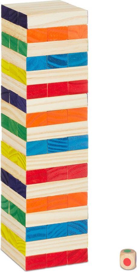 Relaxdays vallende toren hout wiebektoren spel stapeltoren behendigheidsspel