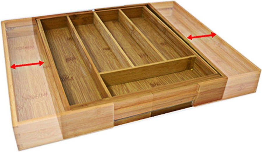 Relaxdays Verstelbare besteklade- Bamboo Bestekbak 30-48 cm