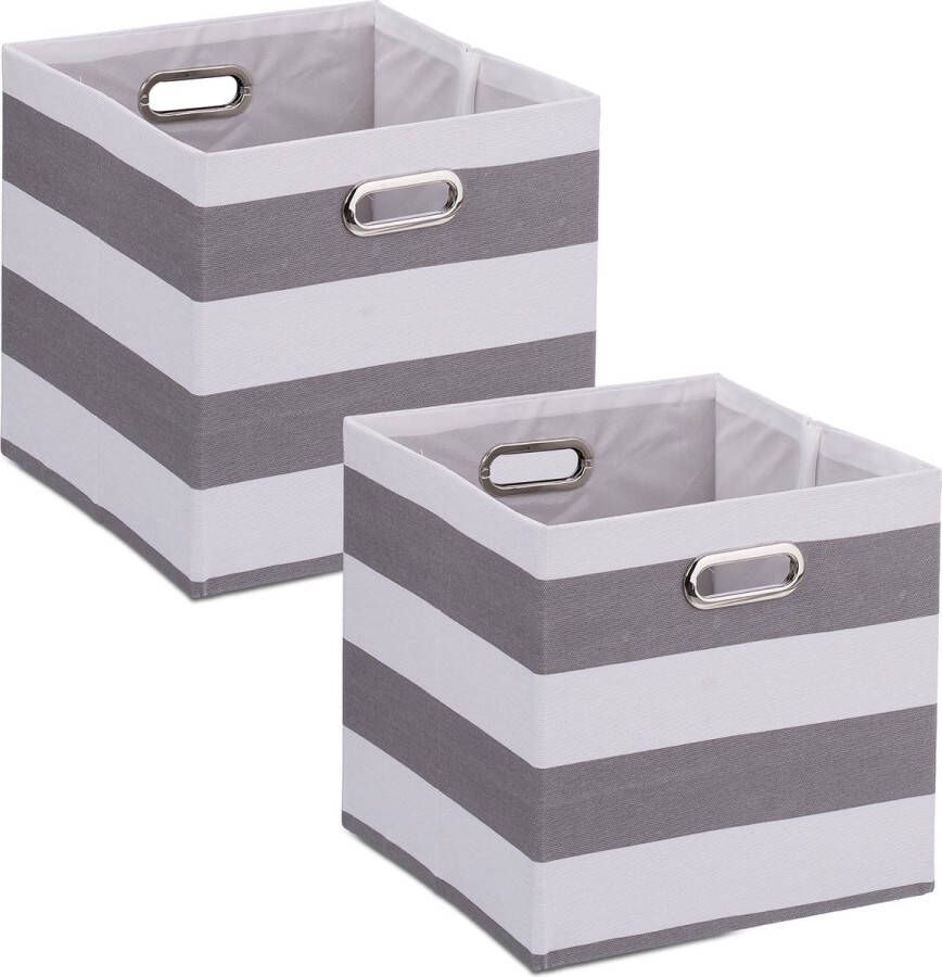 Relaxdays vierkante opbergmand set van 2 opbergdoos 30 5 x 30 5 cm linnen