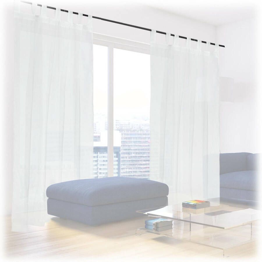 Relaxdays vitrage kant en klaar lichtdoorlatend 2 stuks glasgordijn inbetweens wit 140x245cm