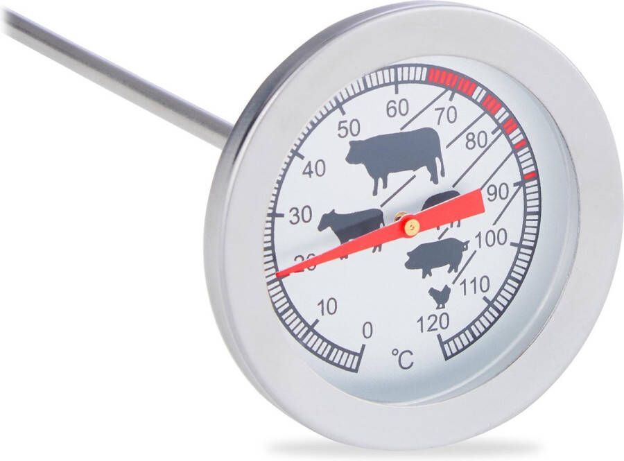 Relaxdays vleesthermometer analoog bbq thermometer rvs braadthermometer 20 cm barbecue