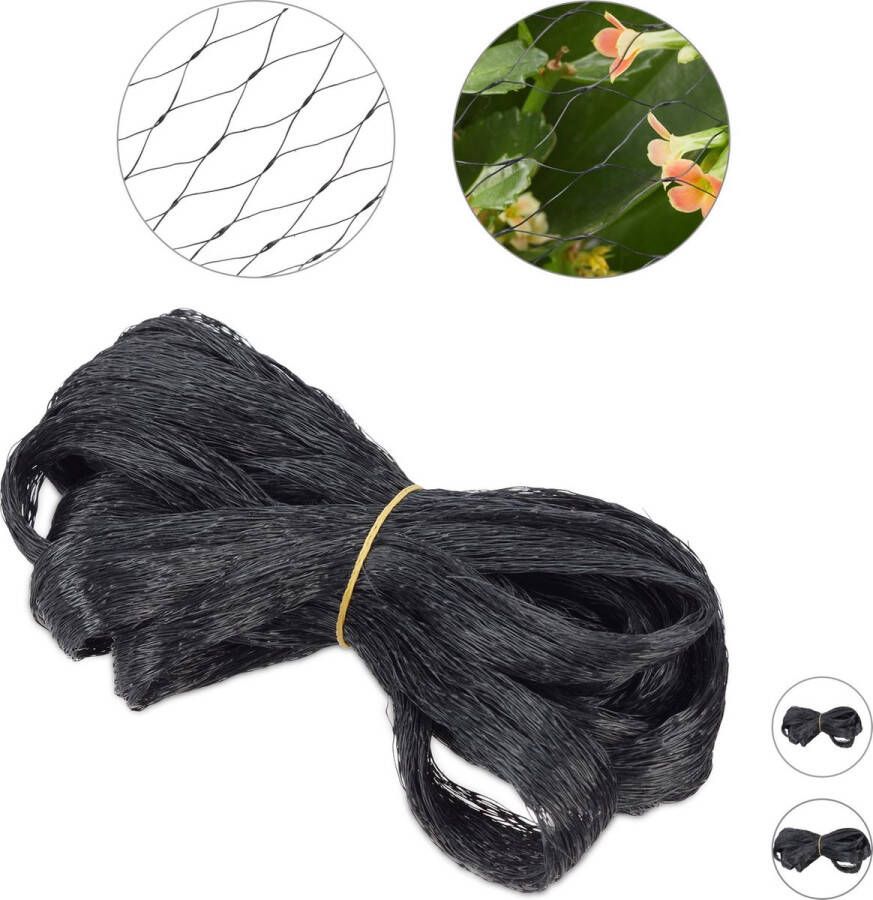 Relaxdays vogelnet vijvernet kleine maaswijdte fruitnet anti-vogelnet zwart 5 x 2 m